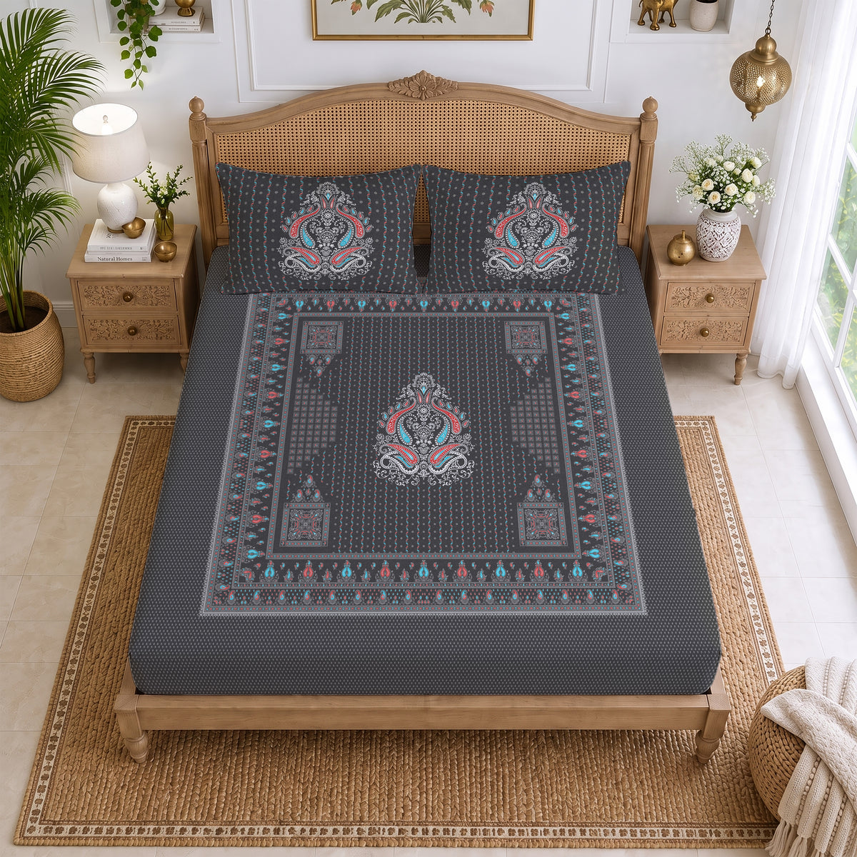 CHHAVI INDIA 210 TC Microfiber Printed King Size Bedsheet With 2 Pillow Covers