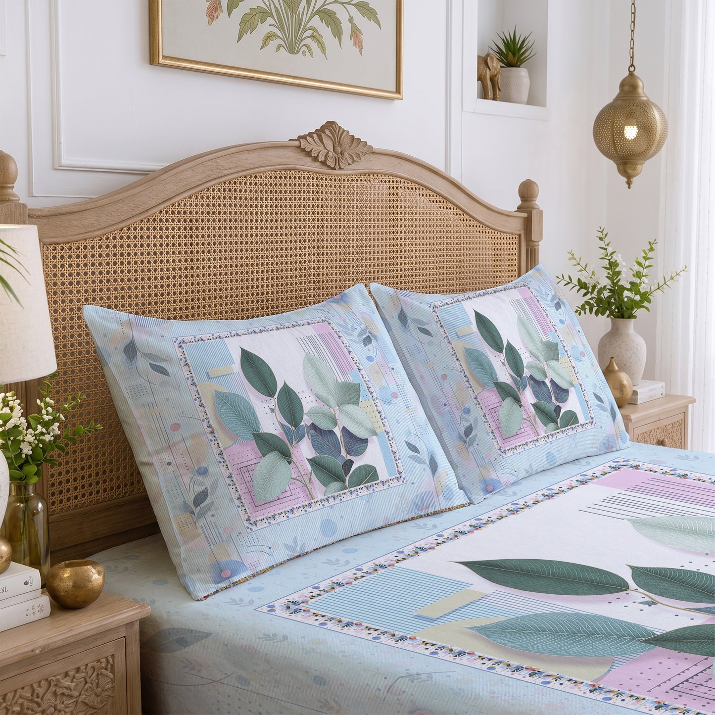 CHHAVI INDIA 210 TC Microfiber Printed King Size Bedsheet With 2 Pillow Covers