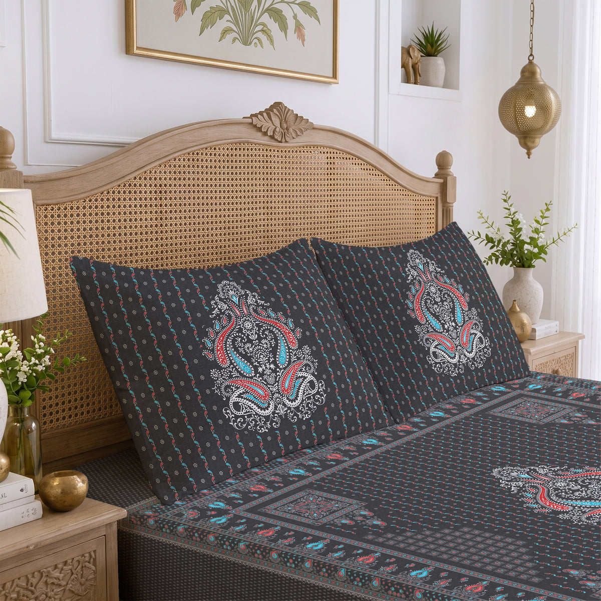 CHHAVI INDIA 210 TC Microfiber Printed King Size Bedsheet With 2 Pillow Covers