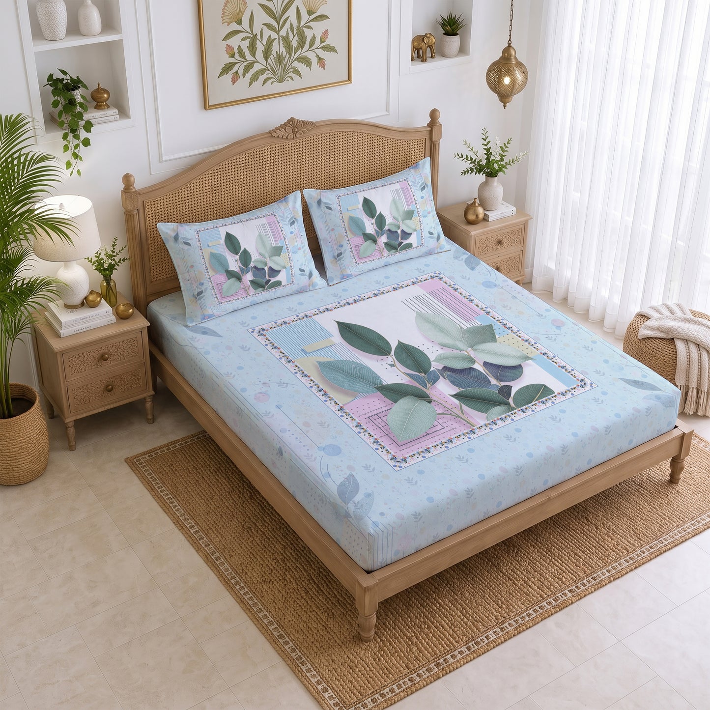 CHHAVI INDIA 210 TC Microfiber Printed King Size Bedsheet With 2 Pillow Covers