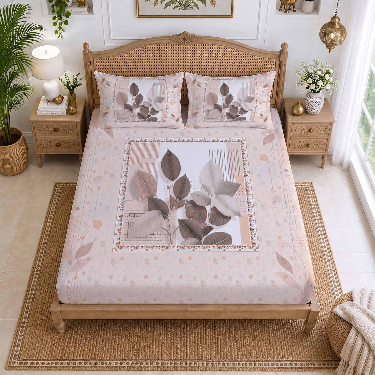 CHHAVI INDIA 210 TC Microfiber Printed King Size Bedsheet With 2 Pillow Covers