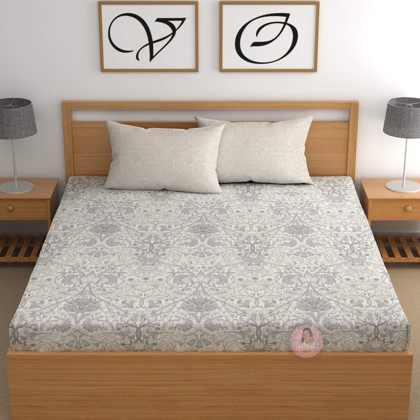 CHHAVI INDIA 210 TC Microfiber Printed King Size Bedsheet With 2 Pillow Covers