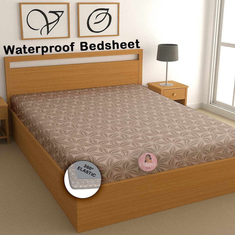 CHHAVI INDIA 210 TC Microfiber Waterproof Printed Fitted (Elastic) Bedsheet