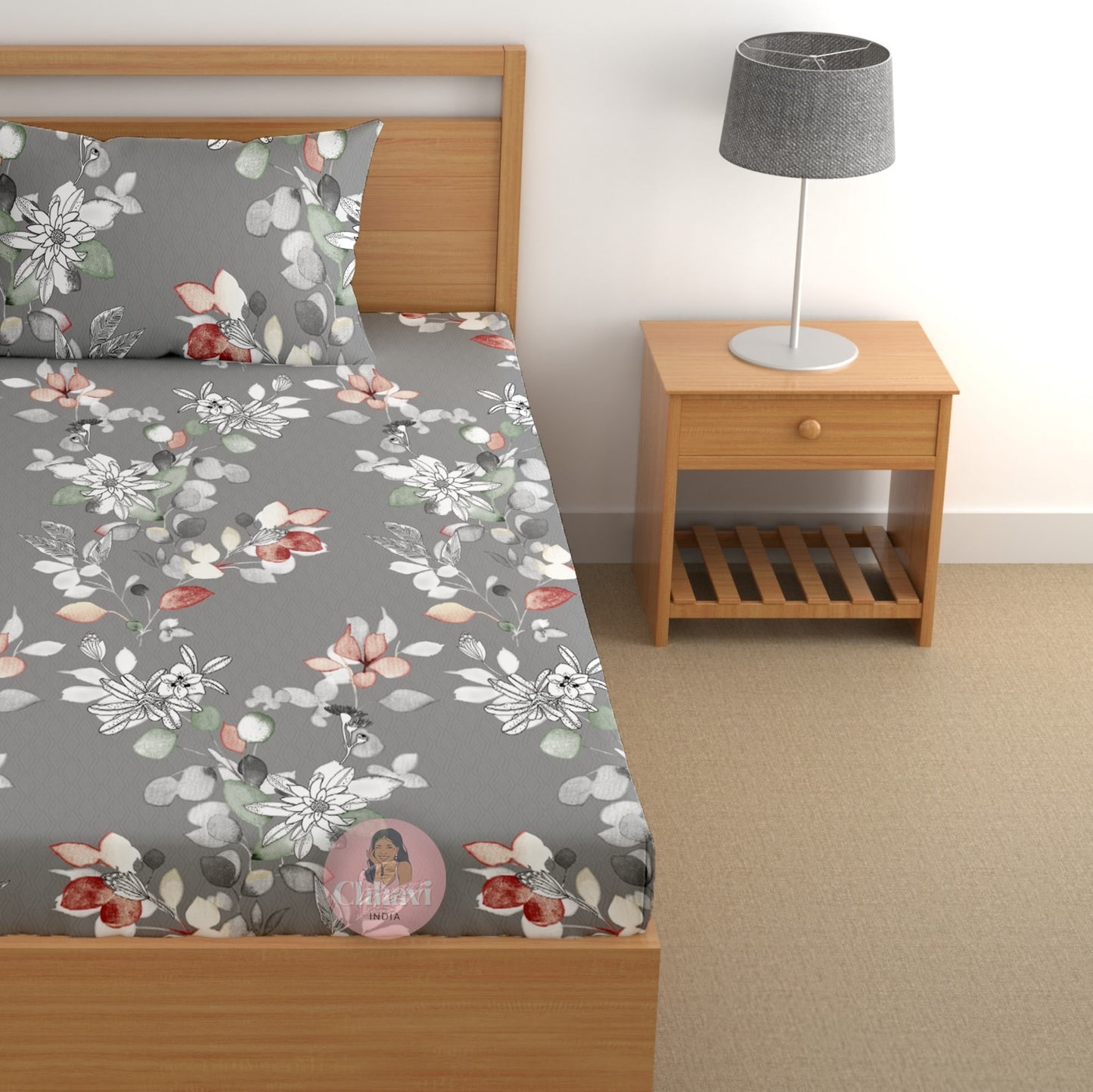 CHHAVI INDIA 180 TC Microfiber Printed Single Bedsheet With 1 Pillow Cover