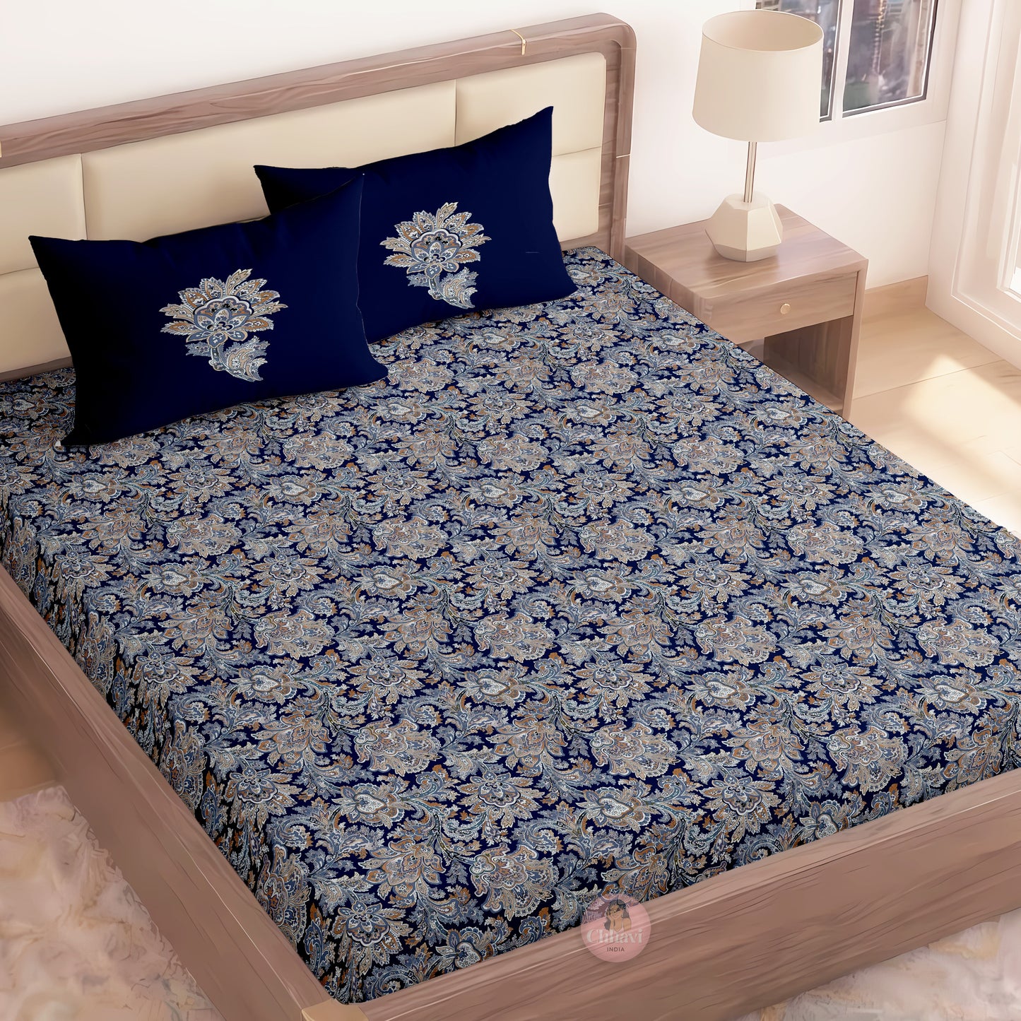 CHHAVI INDIA 210 TC Microfiber Printed King Size Bedsheet With Pillow Covers