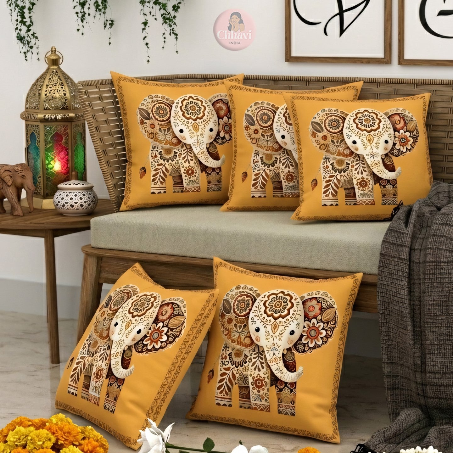 CHHAVI INDIA Microfiber Cushions Cover Pack of 5