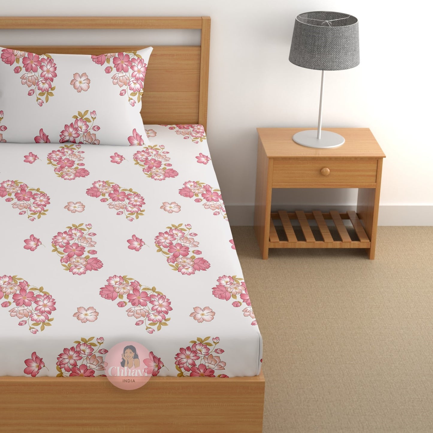 CHHAVI INDIA 180 TC Microfiber Printed Single Bedsheet With 1 Pillow Cover
