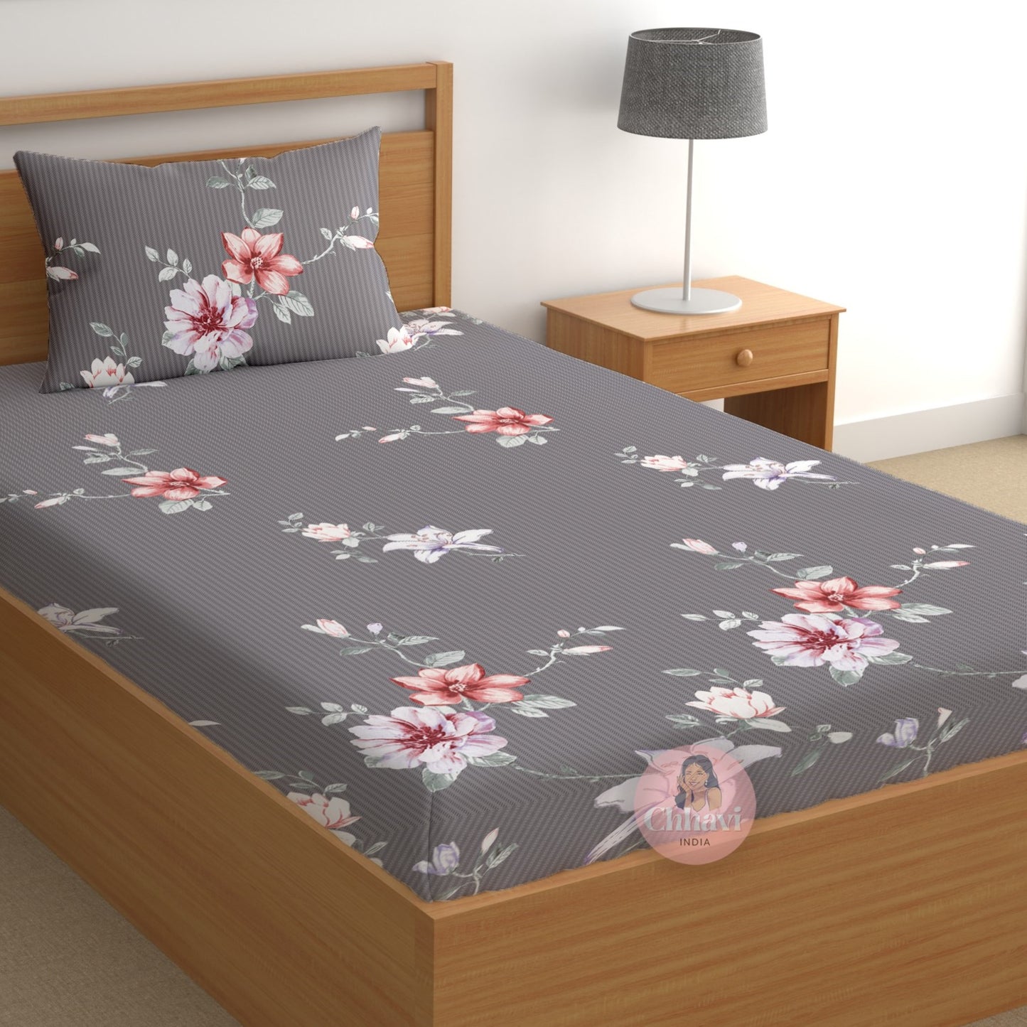 CHHAVI INDIA 180 TC Microfiber Printed Single Bedsheet With 1 Pillow Cover