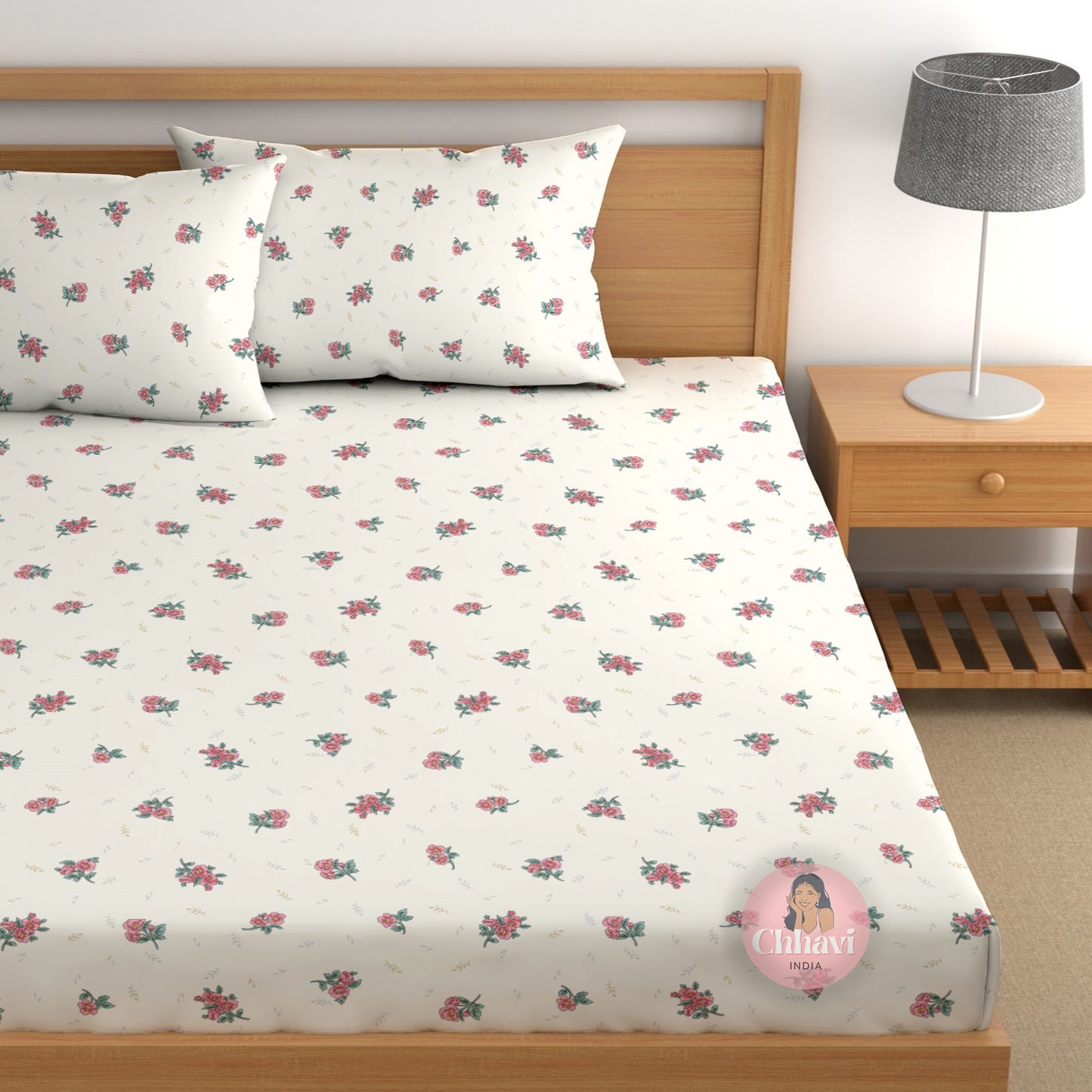 CHHAVI INDIA 210 TC Microfiber Printed Double Bedsheet With 2 Pillow Covers