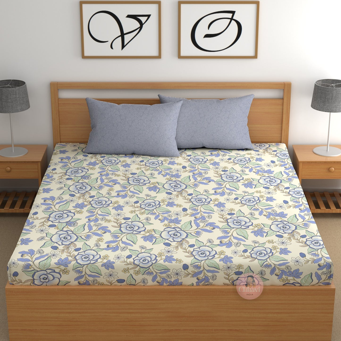 CHHAVI INDIA 210 TC Microfiber Printed King Size Bedsheet With Pillow Covers