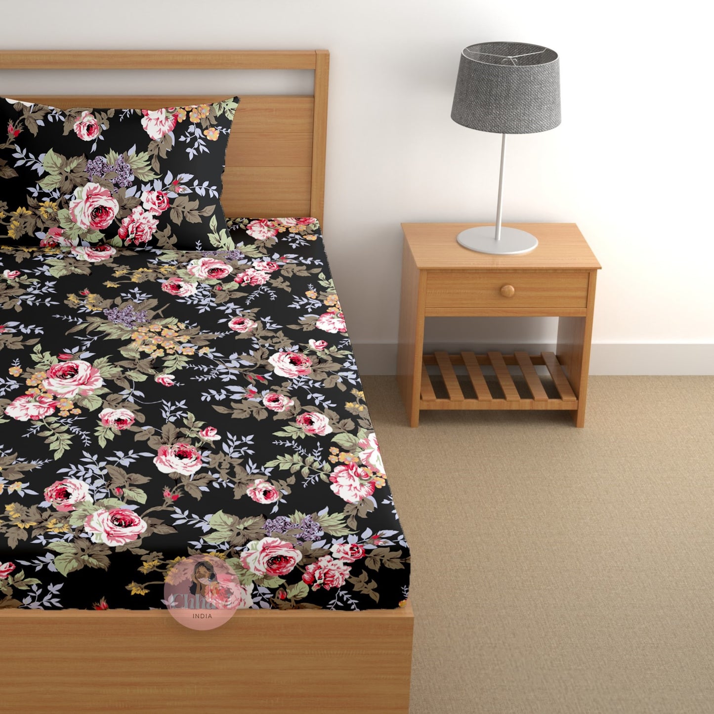 CHHAVI INDIA 180 TC Microfiber Printed Single Bedsheet With 1 Pillow Cover