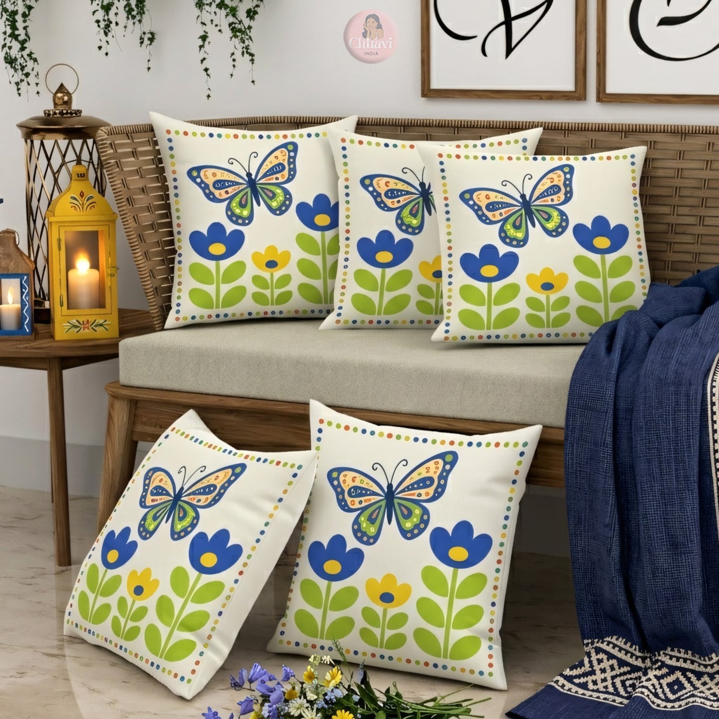 CHHAVI INDIA Microfiber Cushions Cover Pack of 5