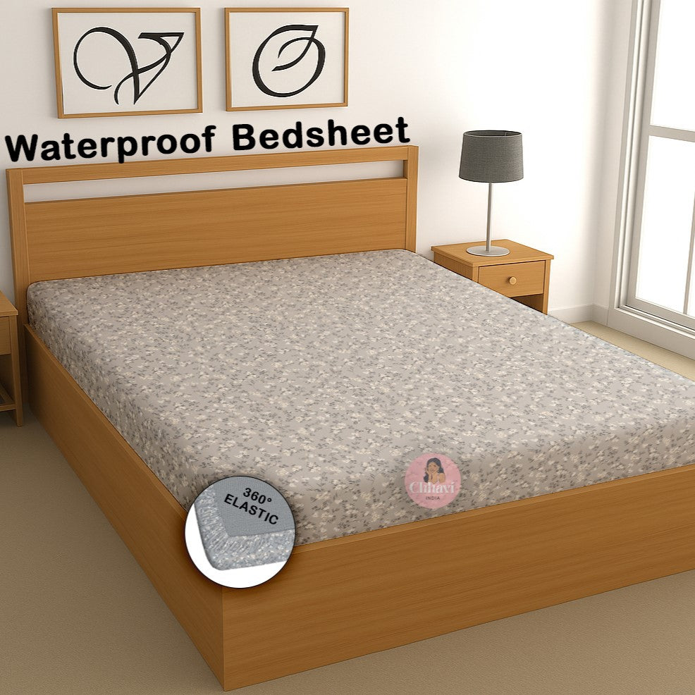 CHHAVI INDIA 210 TC Microfiber Waterproof Printed Fitted (Elastic) Bedsheet