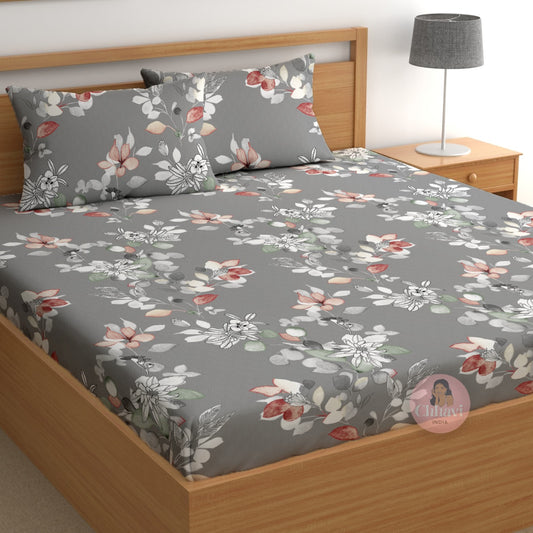 CHHAVI INDIA 180 TC Microfiber Printed Double Bedsheet With 2 Pillow Covers