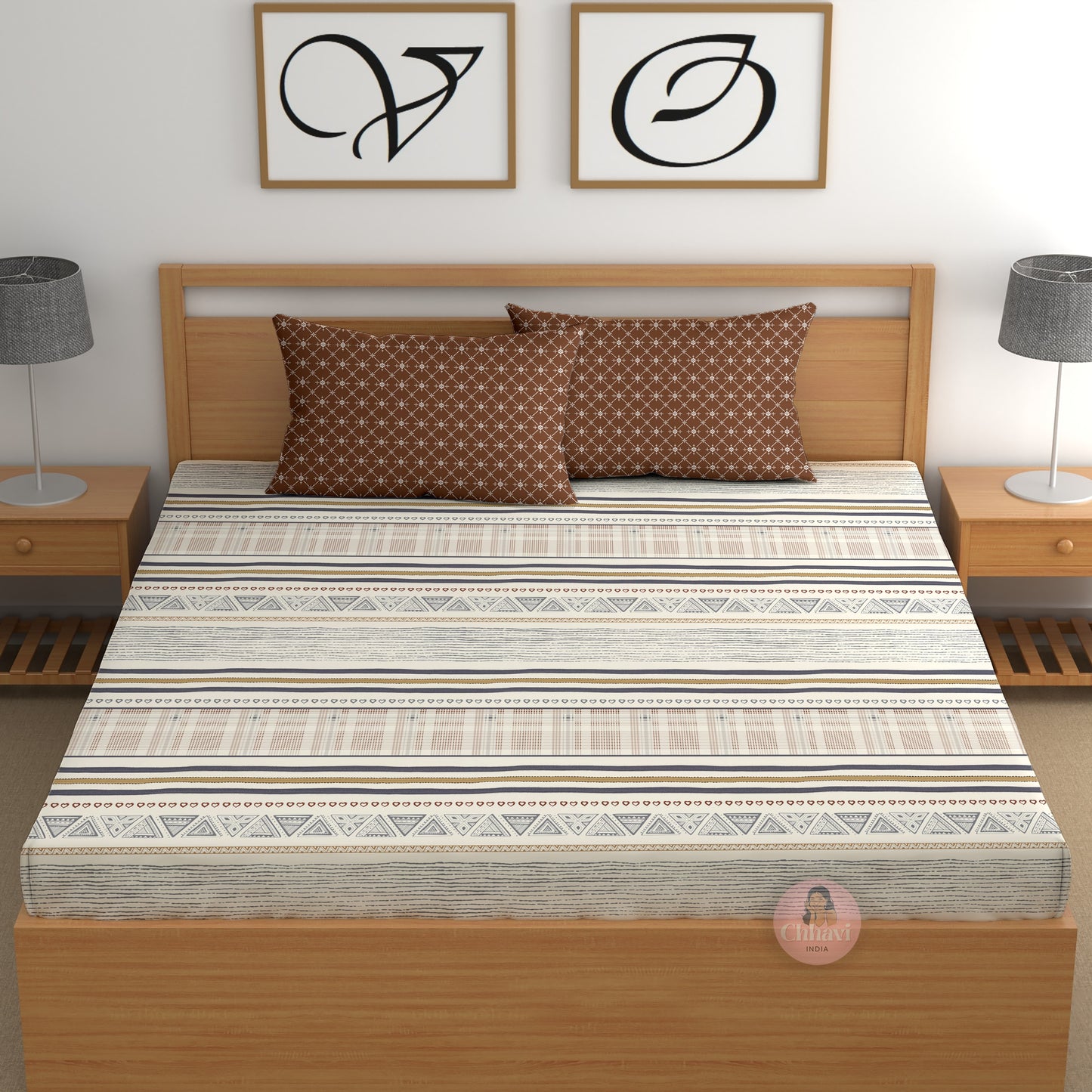 CHHAVI INDIA 210 TC Microfiber Printed King Size Bedsheet With Pillow Covers