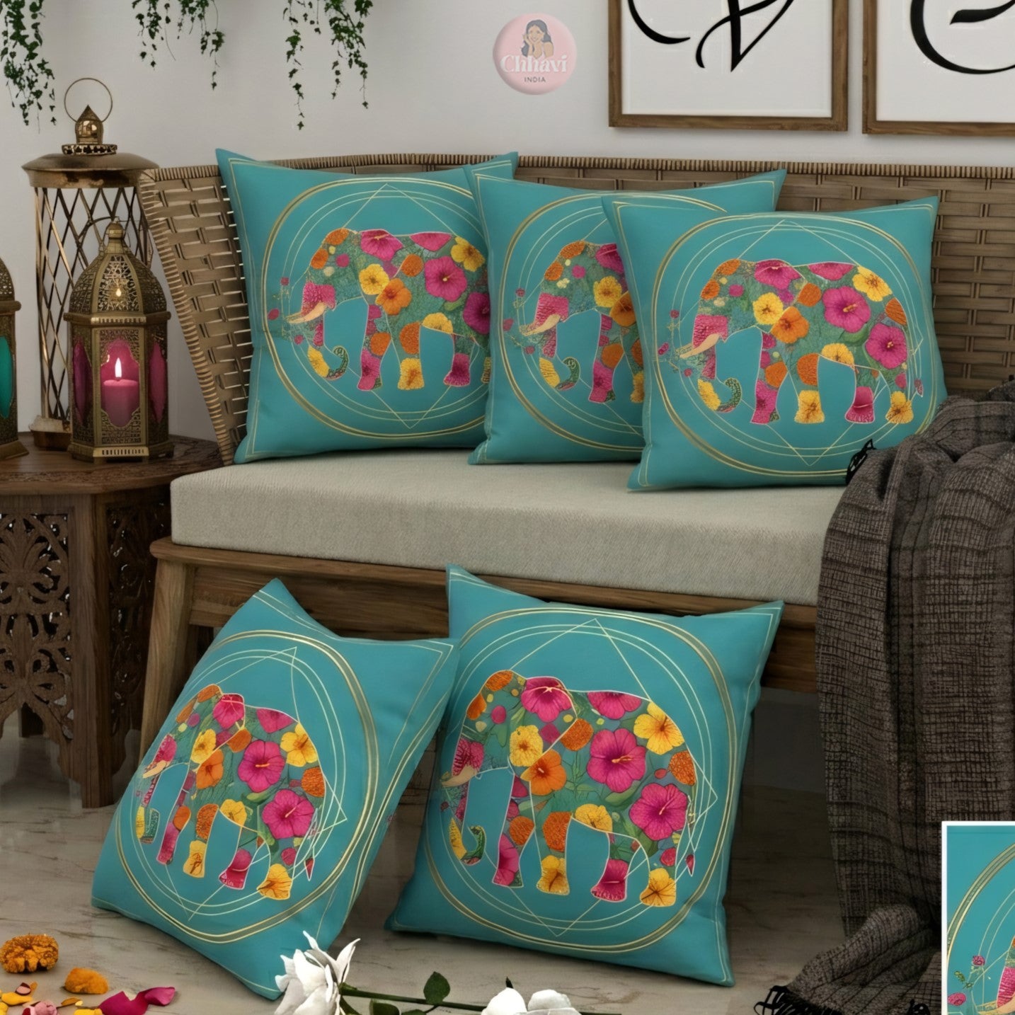 CHHAVI INDIA Microfiber Cushions Cover Pack of 5