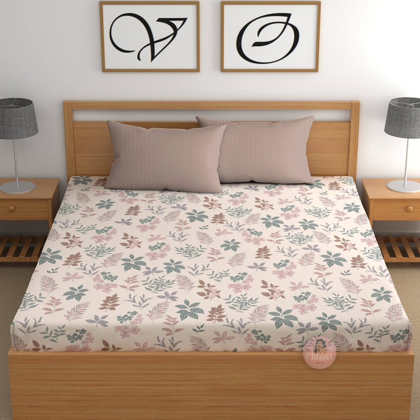 CHHAVI INDIA 210 TC Microfiber Printed King Size Bedsheet With Pillow Covers