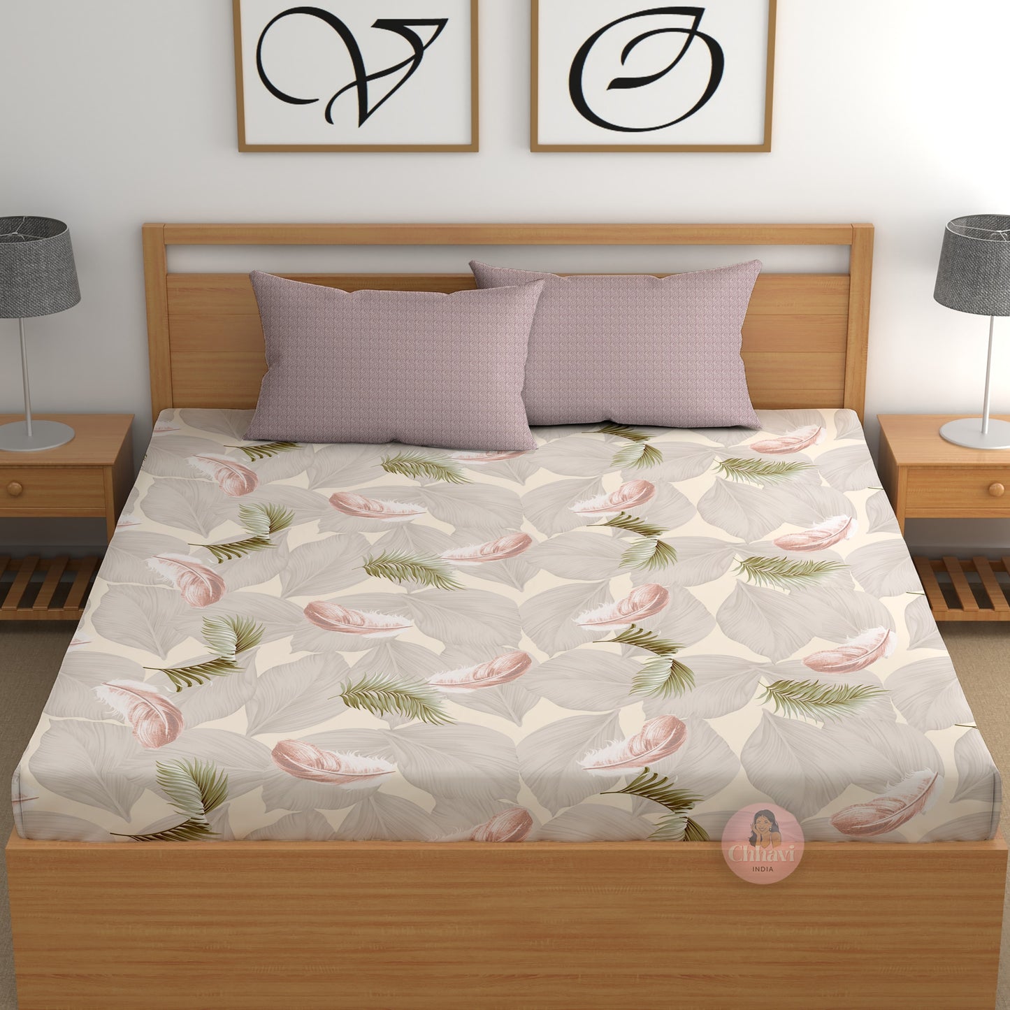CHHAVI INDIA 210 TC Microfiber Printed King Size Bedsheet With Pillow Covers