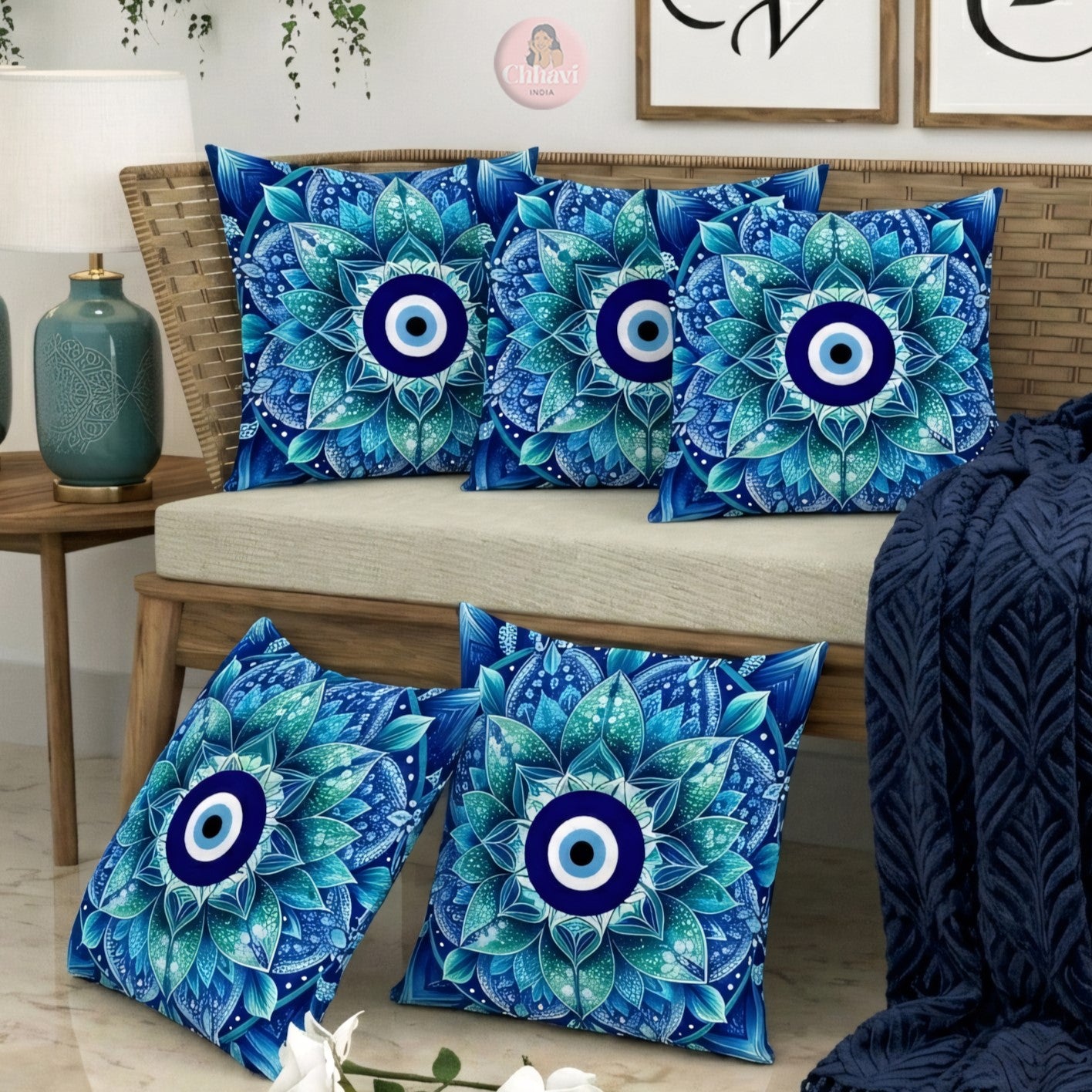 CHHAVI INDIA Microfiber Cushions Cover Pack of 5