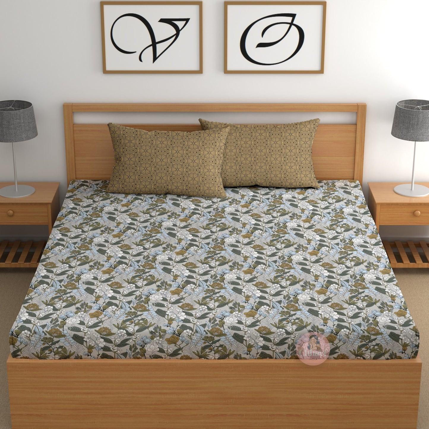 CHHAVI INDIA 210 TC Microfiber Printed King Size Bedsheet With 2 Pillow Covers