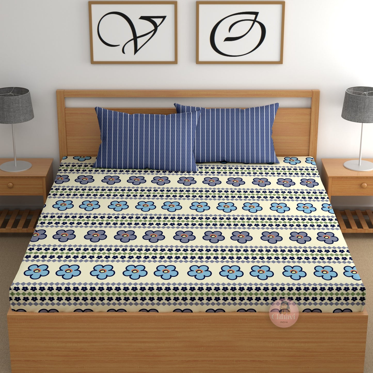 CHHAVI INDIA 210 TC Microfiber Printed King Size Bedsheet With Pillow Covers