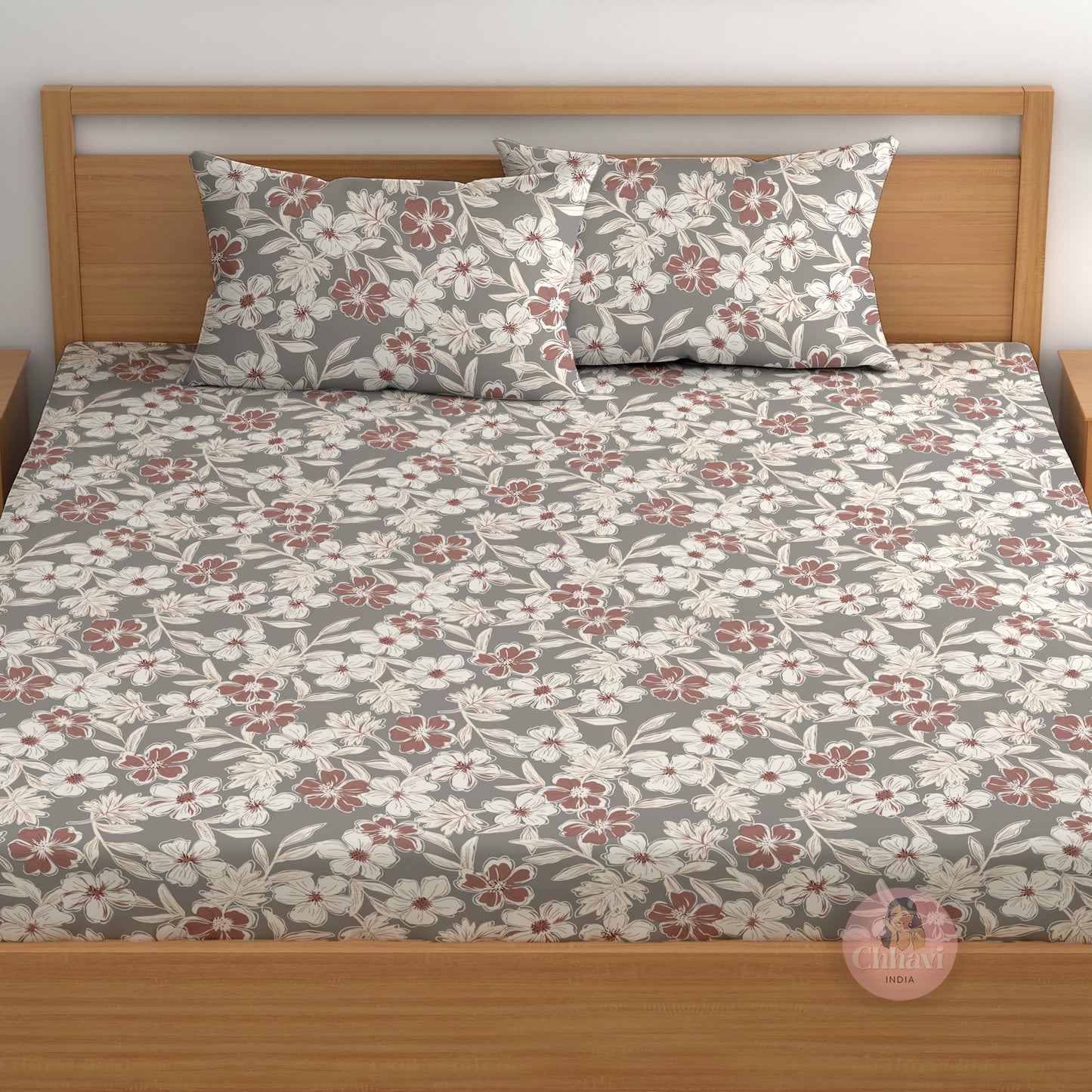 CHHAVI INDIA 210 TC Microfiber Printed Double Bedsheet With 2 Pillow Covers