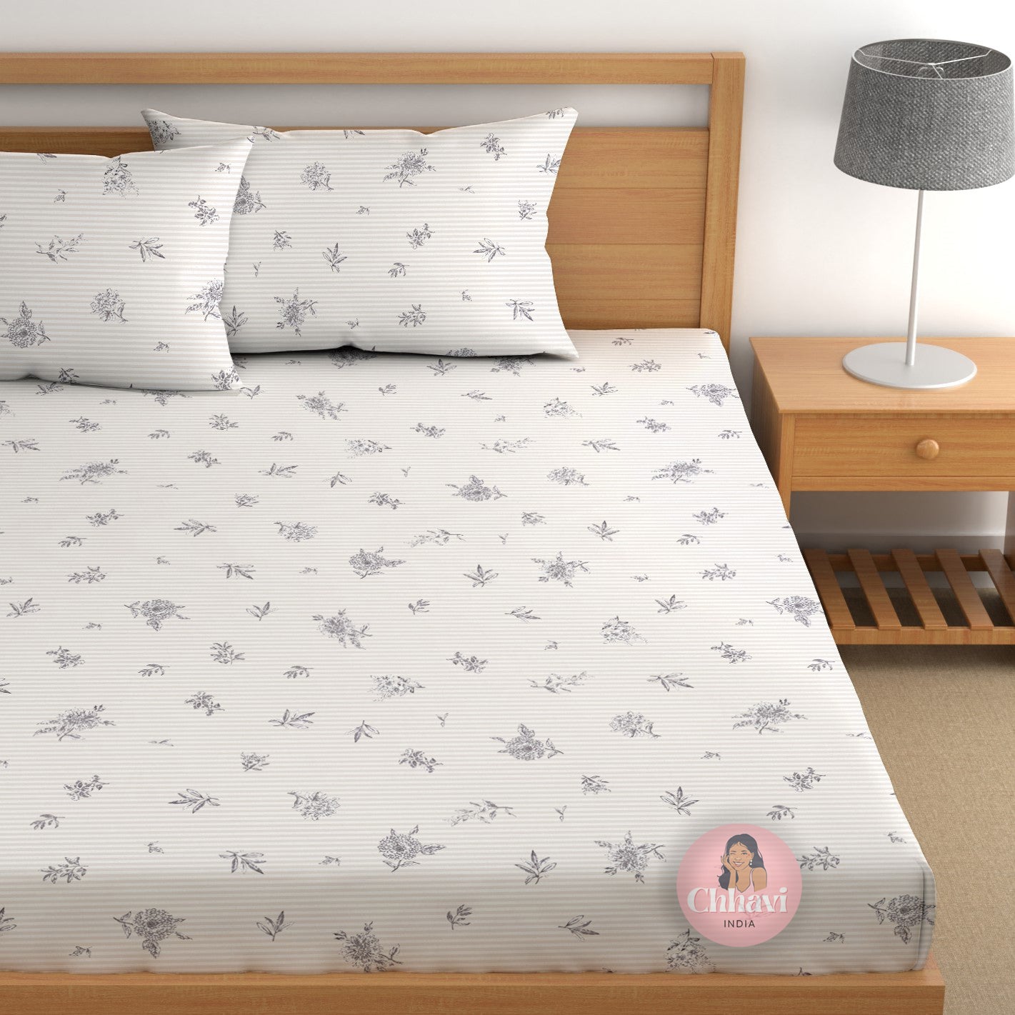 CHHAVI INDIA 210 TC Microfiber Printed Double Bedsheet With 2 Pillow Covers