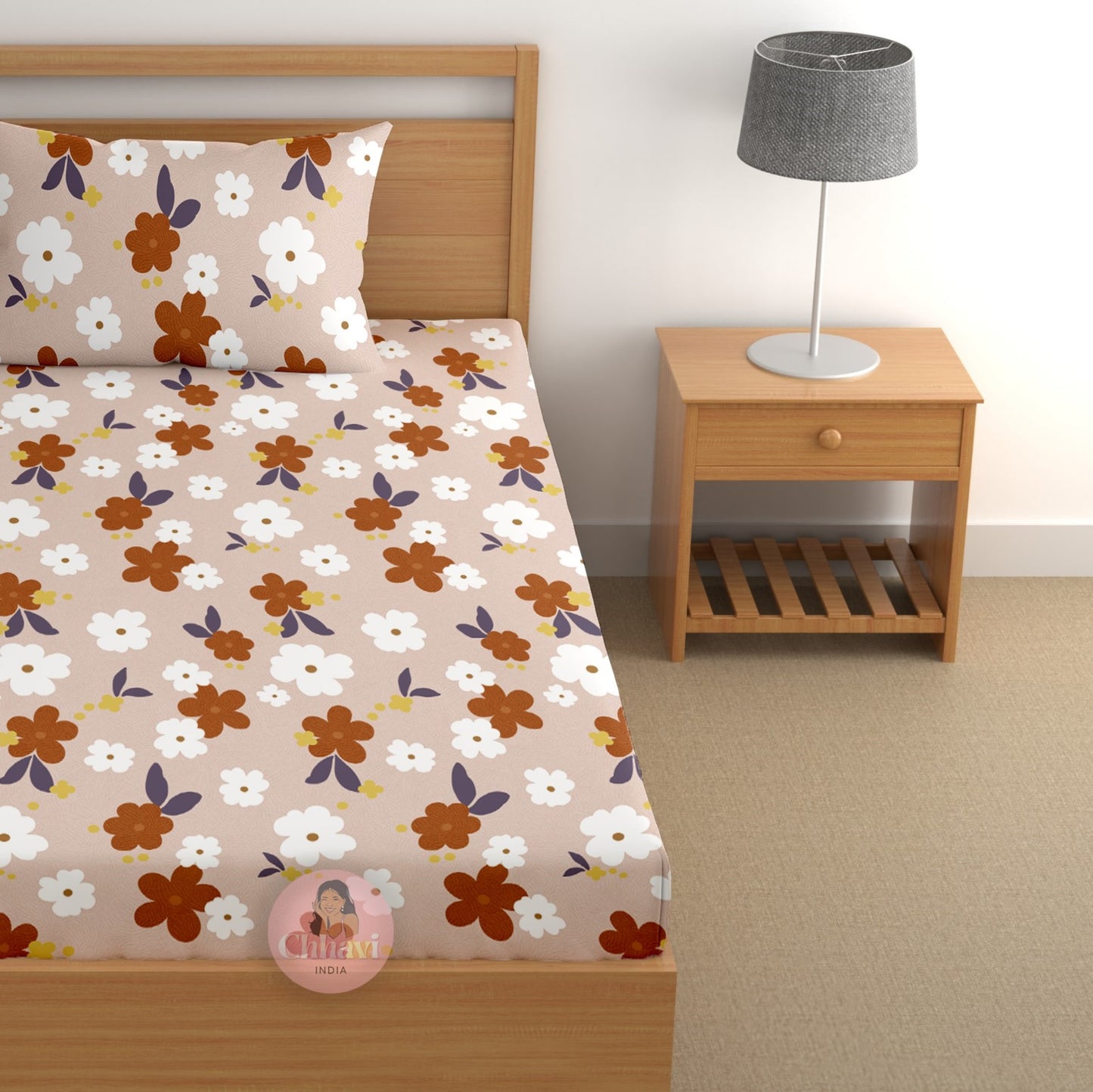 CHHAVI INDIA 180 TC Microfiber Printed Single Bedsheet With 1 Pillow Cover