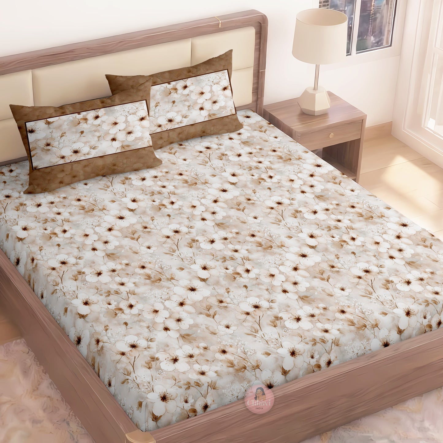CHHAVI INDIA 210 TC Microfiber Printed King Size Bedsheet With Pillow Covers