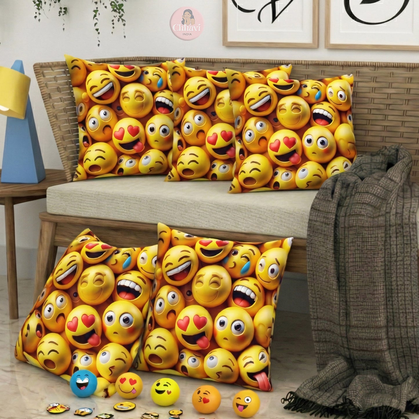 CHHAVI INDIA Microfiber Cushions Cover Pack of 5