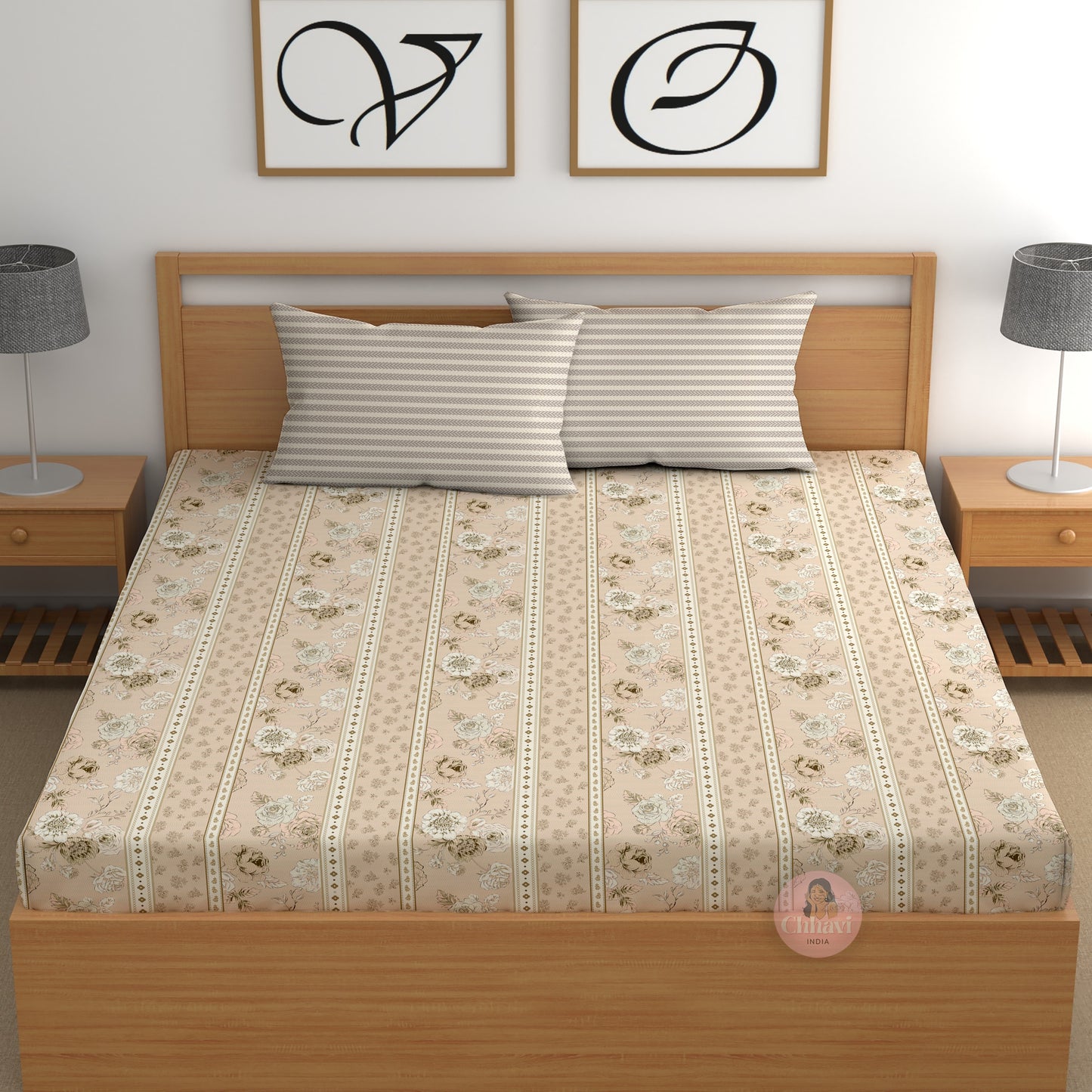 CHHAVI INDIA 210 TC Microfiber Printed King Size Bedsheet With Pillow Covers