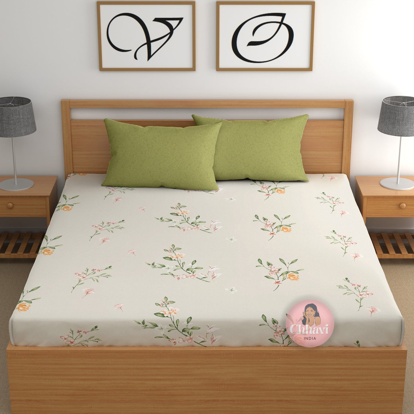 CHHAVI INDIA 210 TC Microfiber Printed Double Bedsheet With Pillow Covers