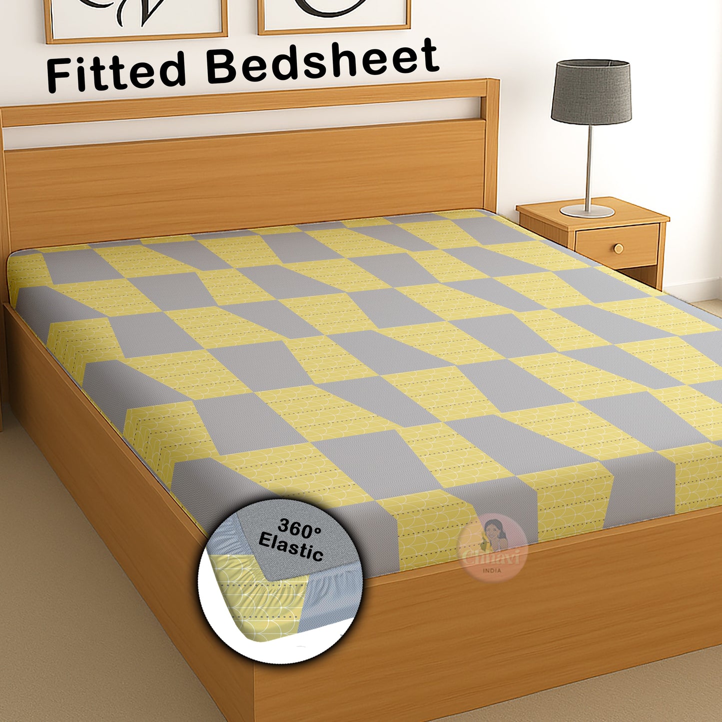 CHHAVI INDIA 210 TC Microfiber Waterproof Printed Fitted (Elastic) Bedsheet