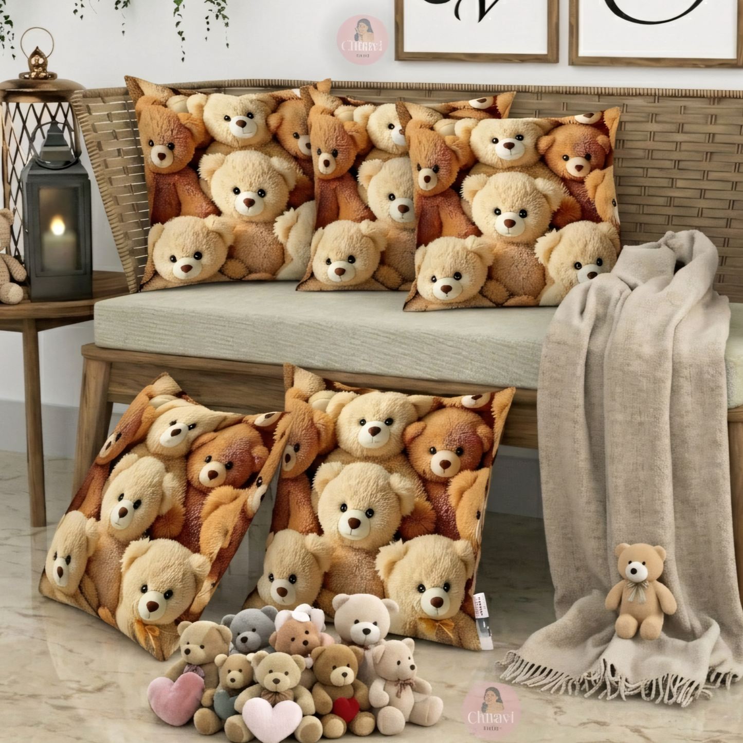 CHHAVI INDIA Microfiber Cushions Cover Pack of 5