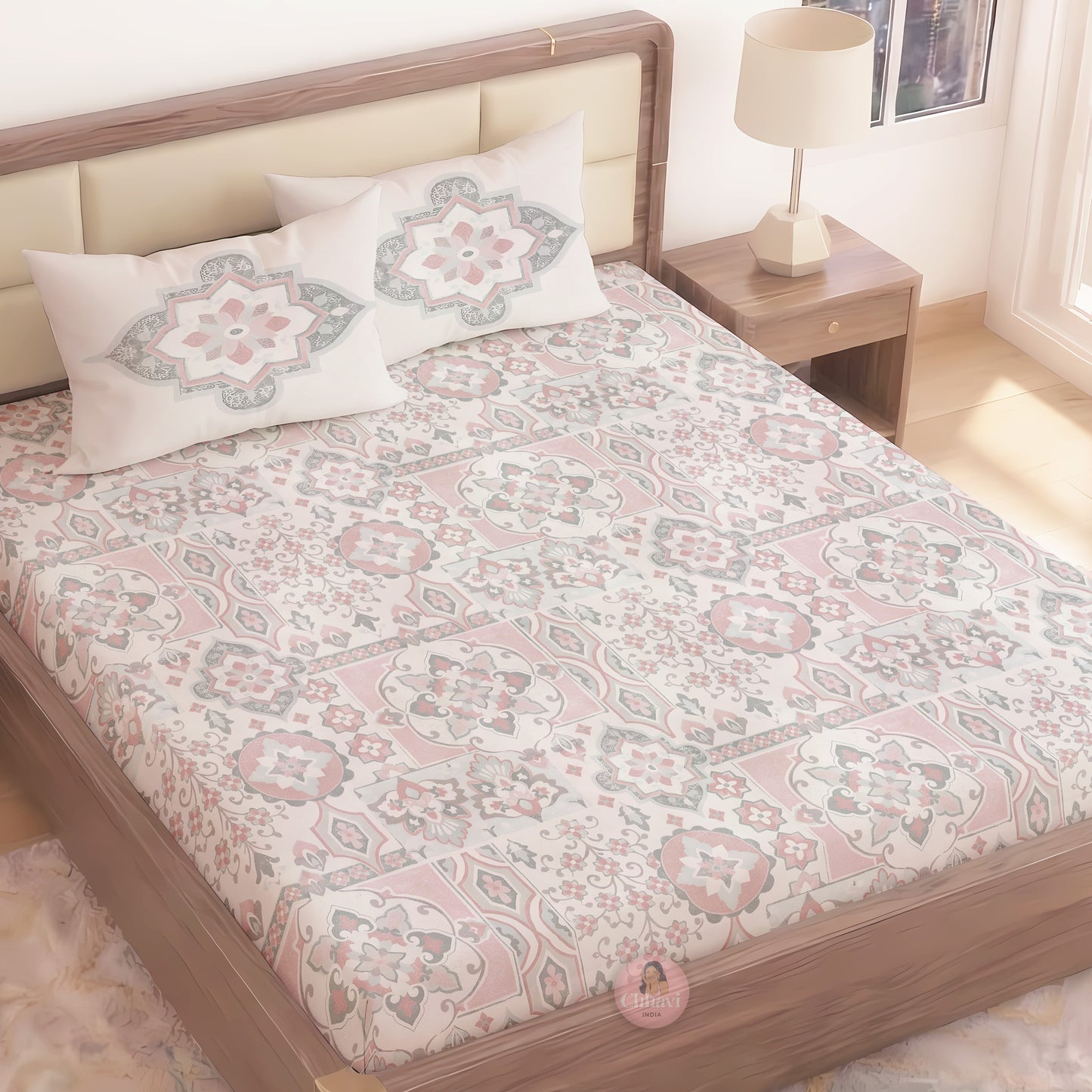 CHHAVI INDIA 210 TC Microfiber Printed King Size Bedsheet With Pillow Covers