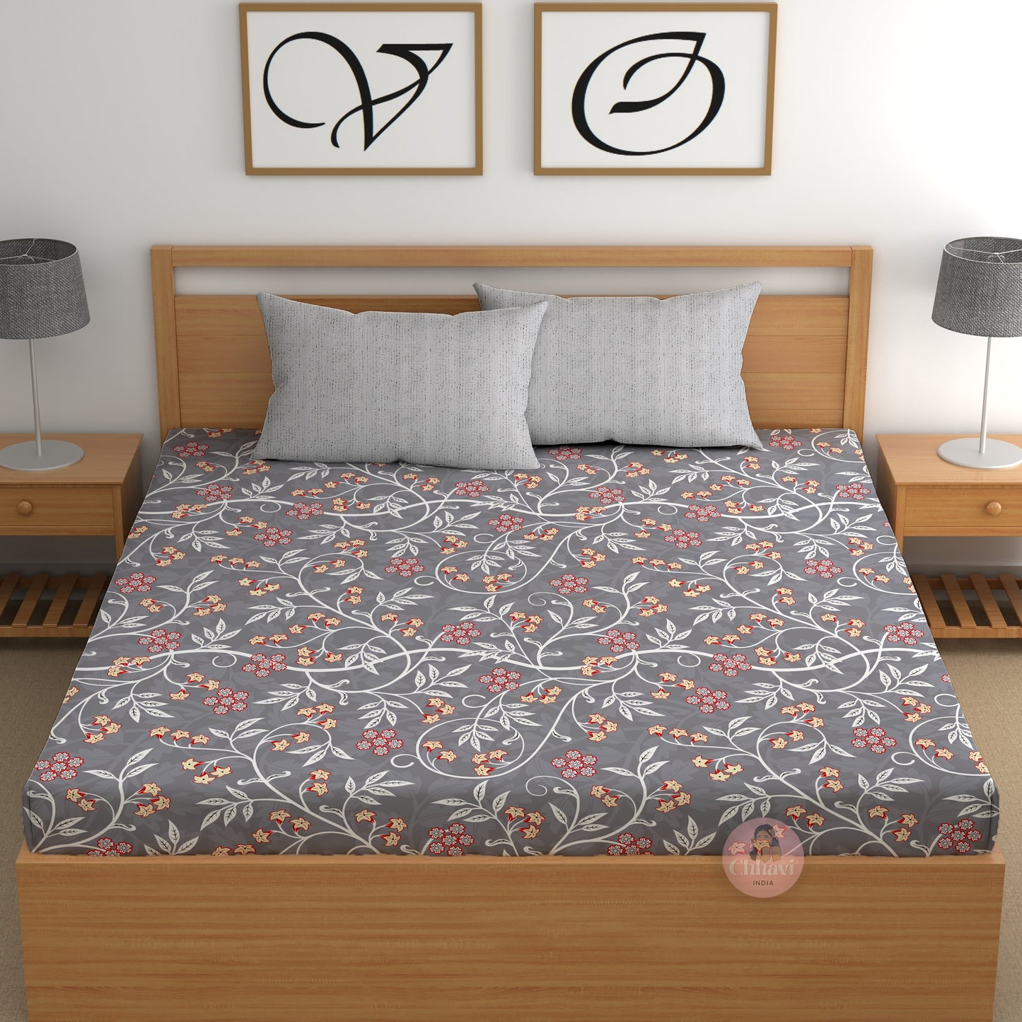 CHHAVI INDIA 210 TC Microfiber Printed King Size Bedsheet With Pillow Covers