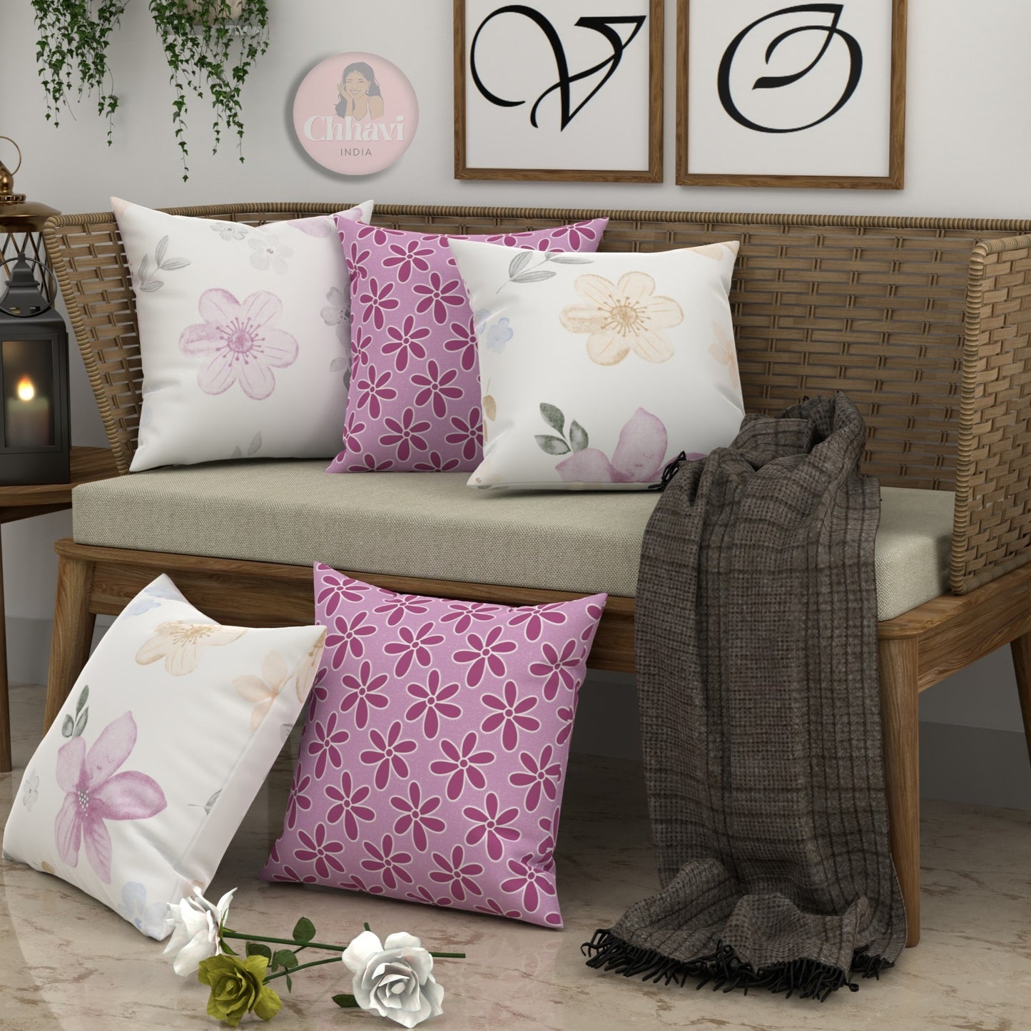 CHHAVI INDIA Microfiber Cushions Cover