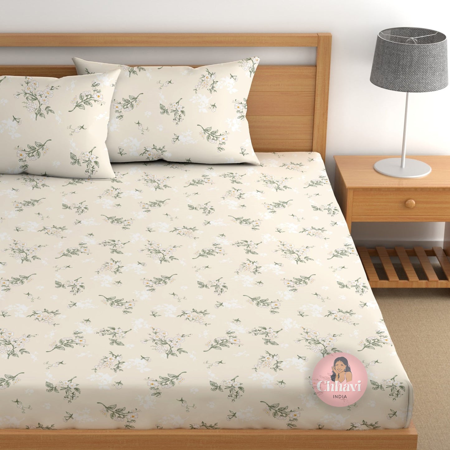 CHHAVI INDIA 210 TC Microfiber Printed Double Bedsheet With 2 Pillow Covers