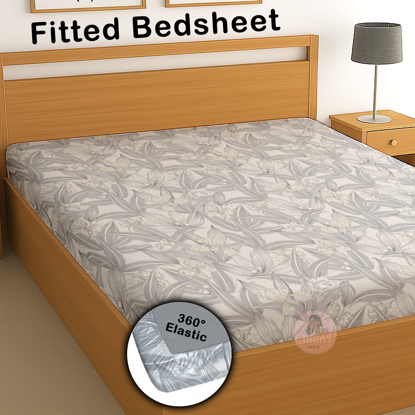 CHHAVI INDIA 210 TC Microfiber Waterproof Printed Fitted (Elastic) Bedsheet