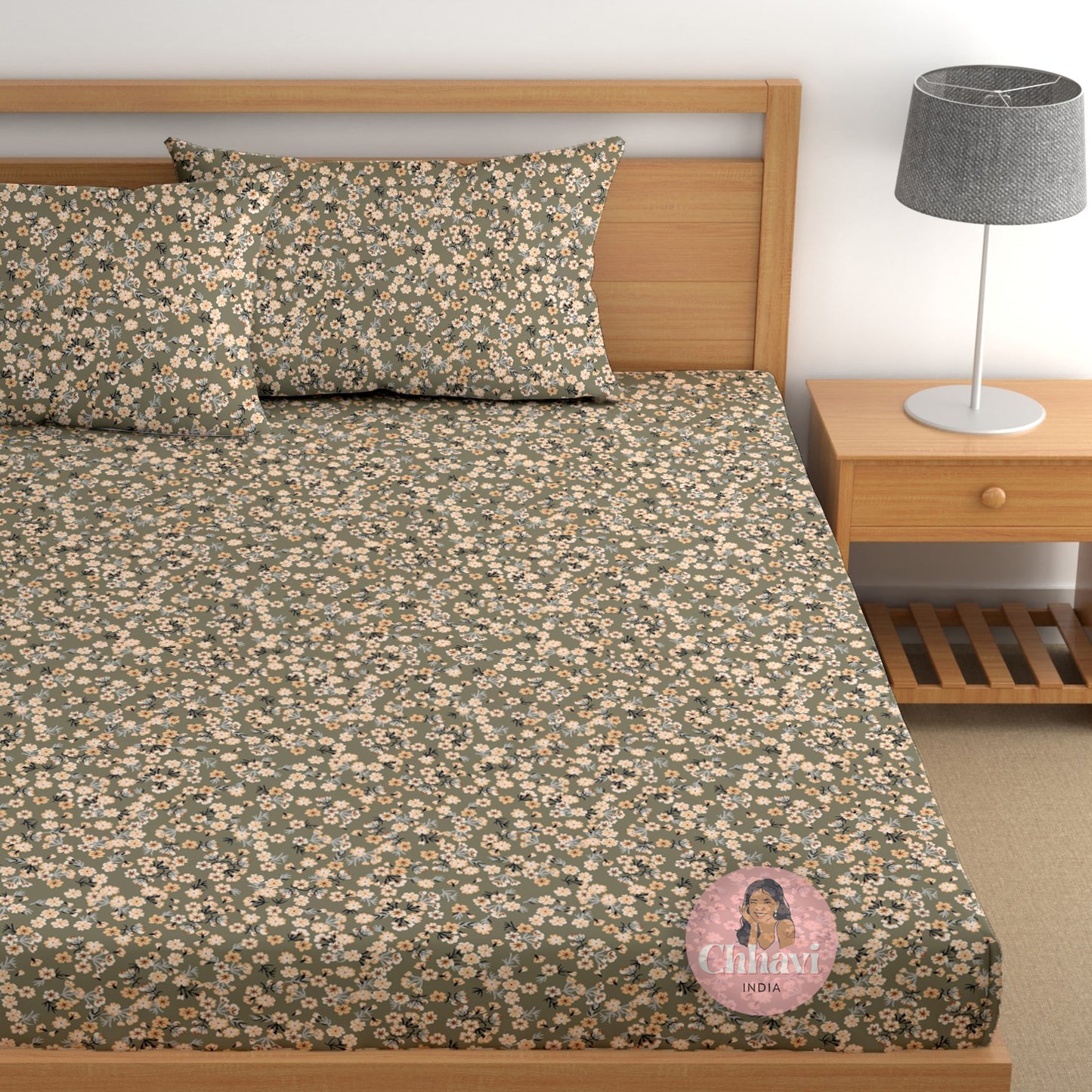 CHHAVI INDIA 210 TC Microfiber Printed Double Bedsheet With 2 Pillow Covers