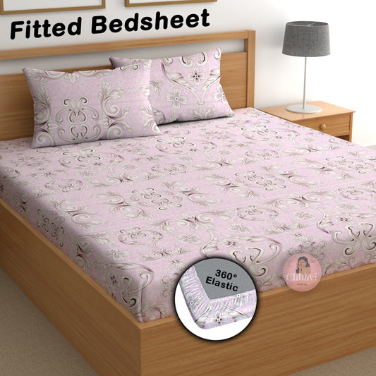 CHHAVI INDIA 180 TC Microfiber Double Fitted  Size Printed Bedsheet