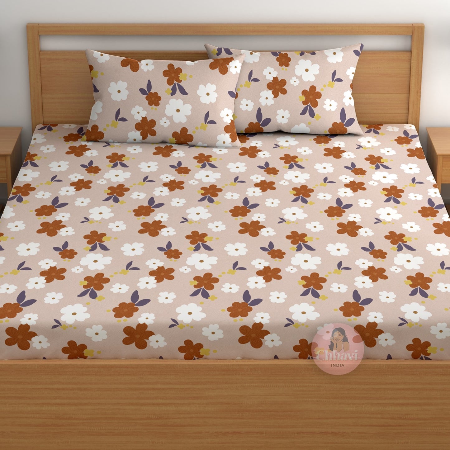 CHHAVI INDIA 180 TC Microfiber Printed Double Bedsheet With 2 Pillow Covers