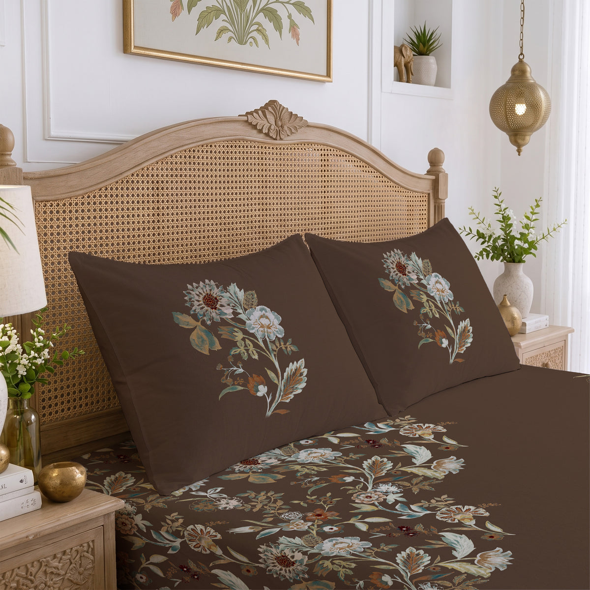 CHHAVI INDIA 210 TC Microfiber Printed King Size Bedsheet With 2 Pillow Covers