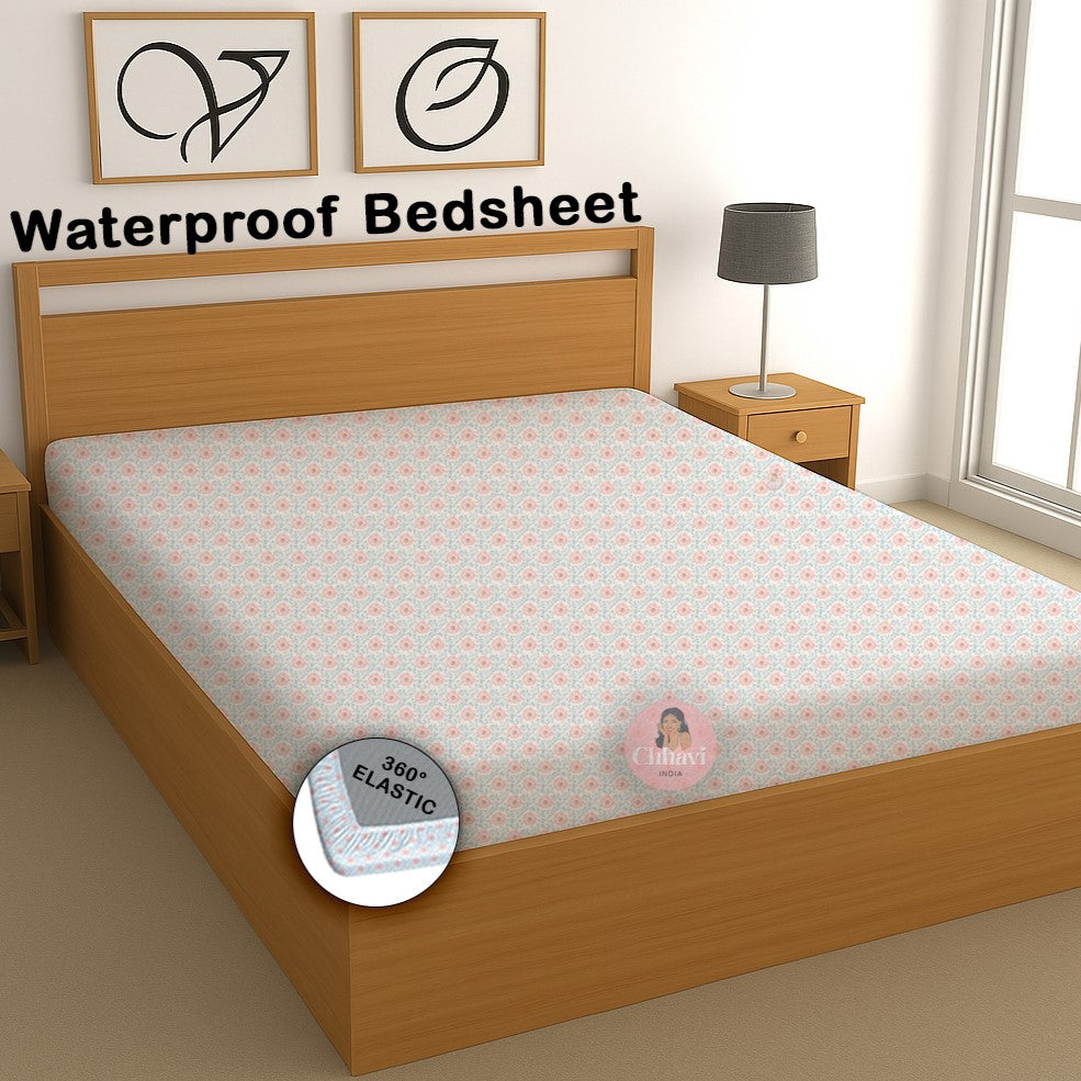 CHHAVI INDIA 210 TC Microfiber Waterproof Printed Fitted (Elastic) Bedsheet