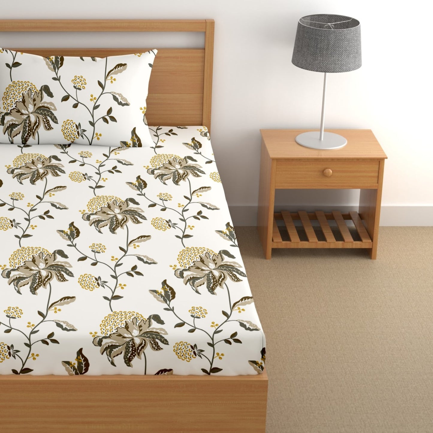 CHHAVI INDIA 180 TC Microfiber Printed Single Bedsheet With 1 Pillow Cover