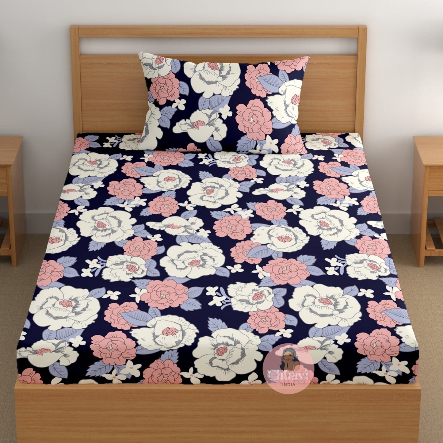 CHHAVI INDIA 180 TC Microfiber Printed Single Bedsheet With 1 Pillow Cover