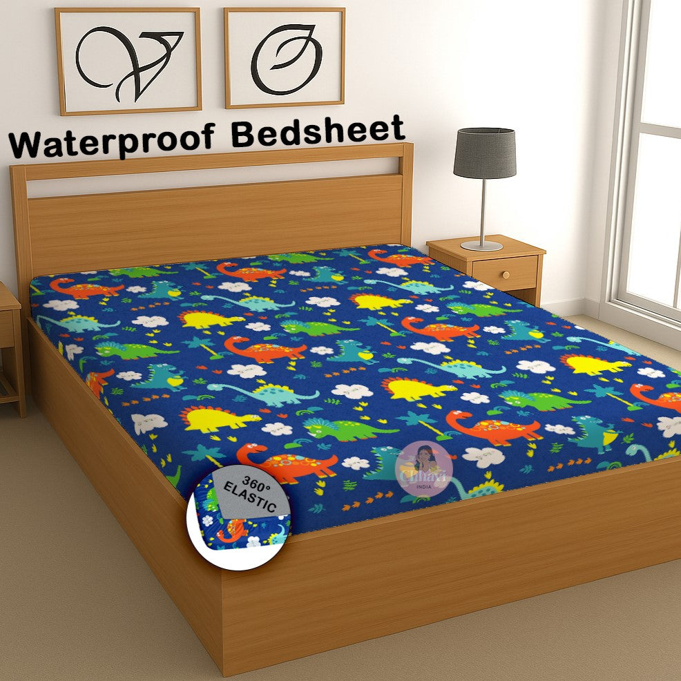 CHHAVI INDIA 210 TC Microfiber Waterproof Printed Fitted (Elastic) Bedsheet