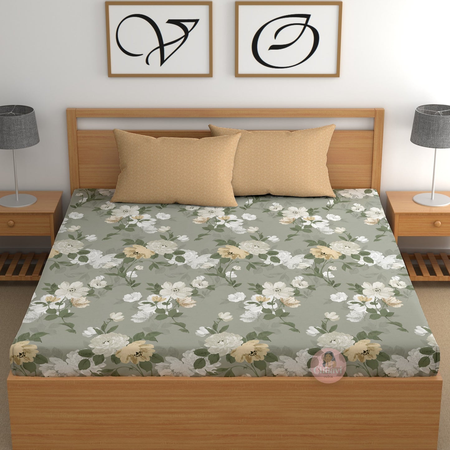 CHHAVI INDIA 210 TC Microfiber Printed King Size Bedsheet With 2 Pillow Covers