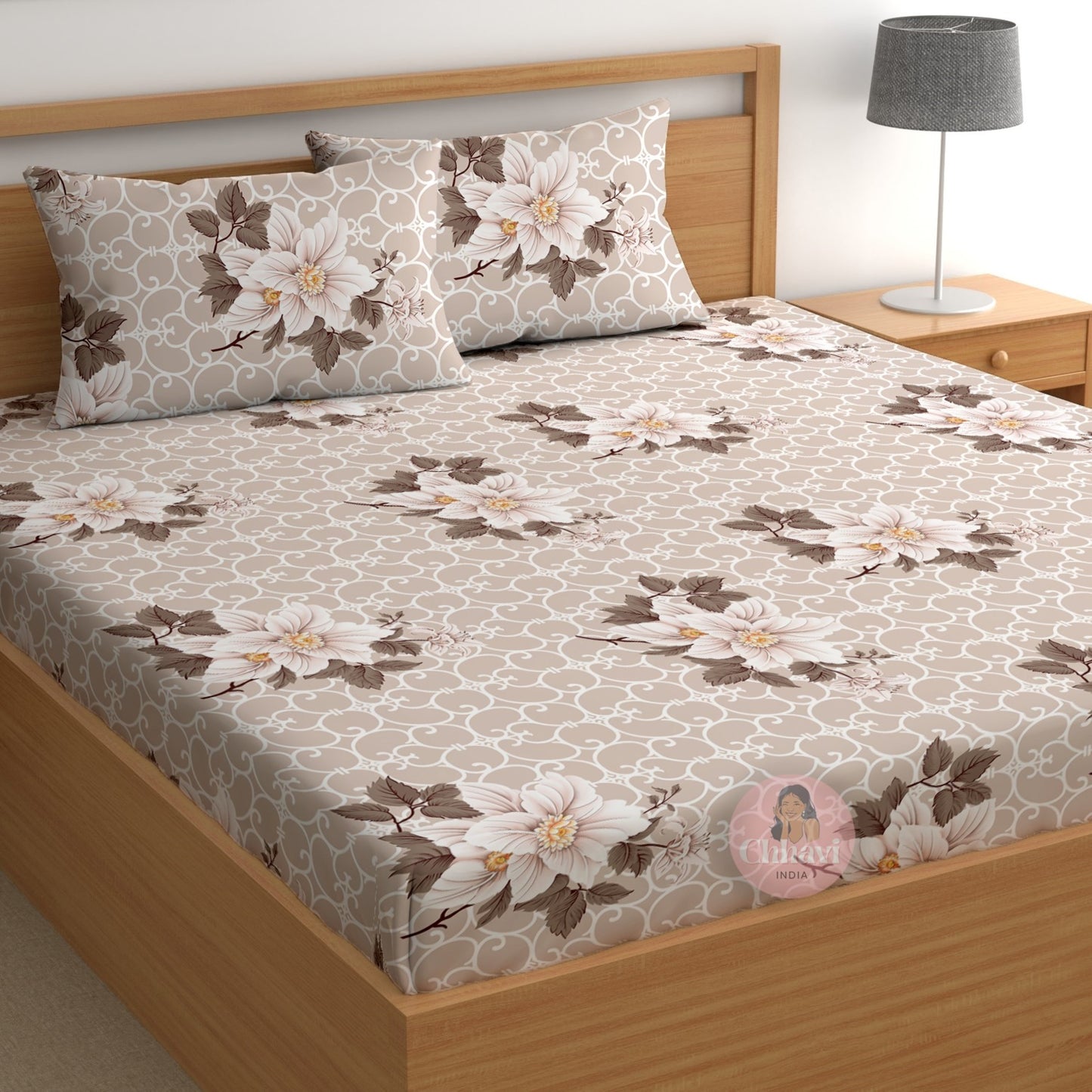 CHHAVI INDIA 180 TC Microfiber Printed Double Bedsheet With 2 Pillow Covers