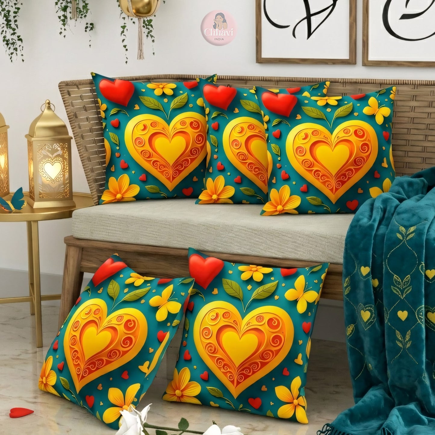 CHHAVI INDIA Microfiber Cushions Cover Pack of 5